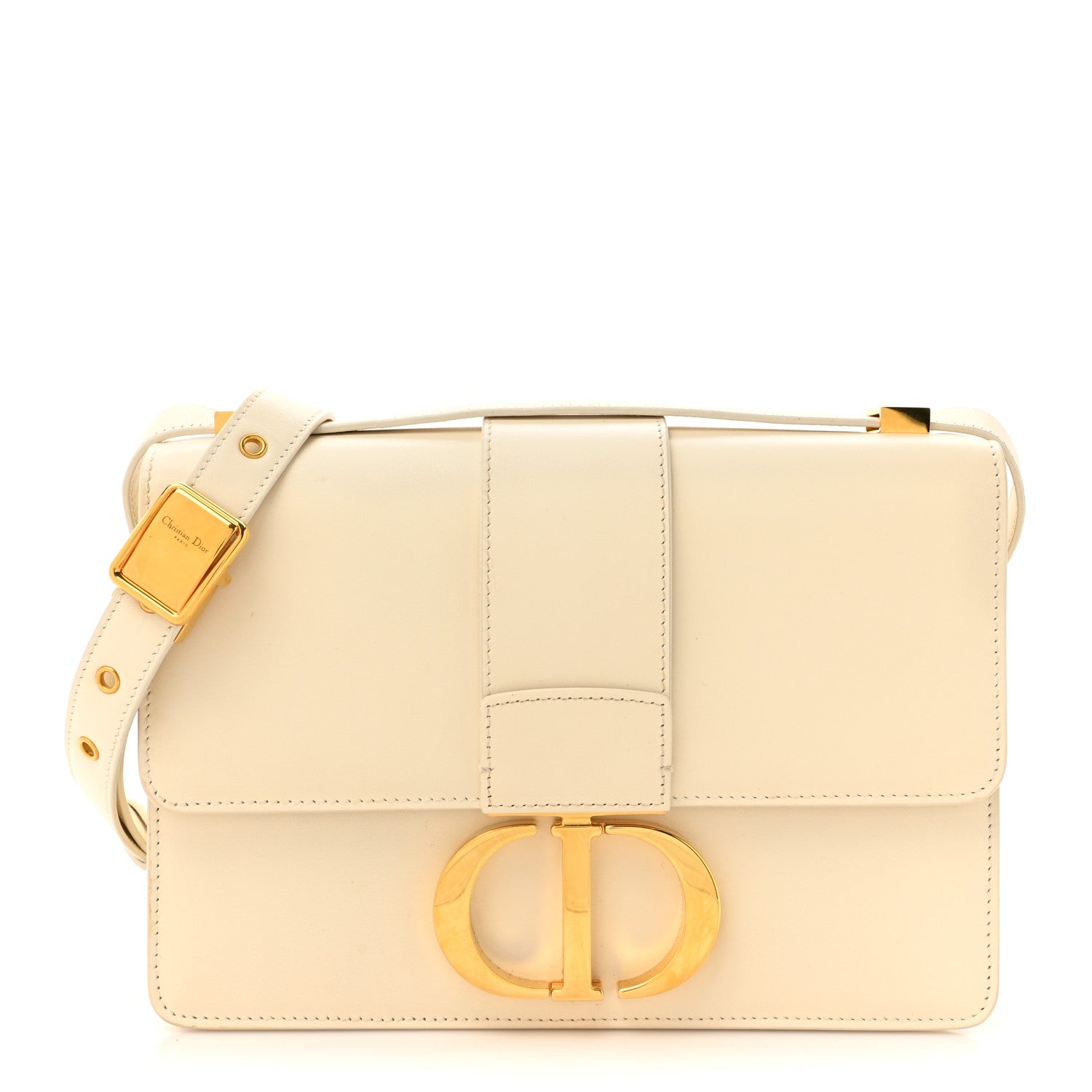 Christian Dior Grained Calfskin 30 Montaigne Flap Bag White 1 of 18