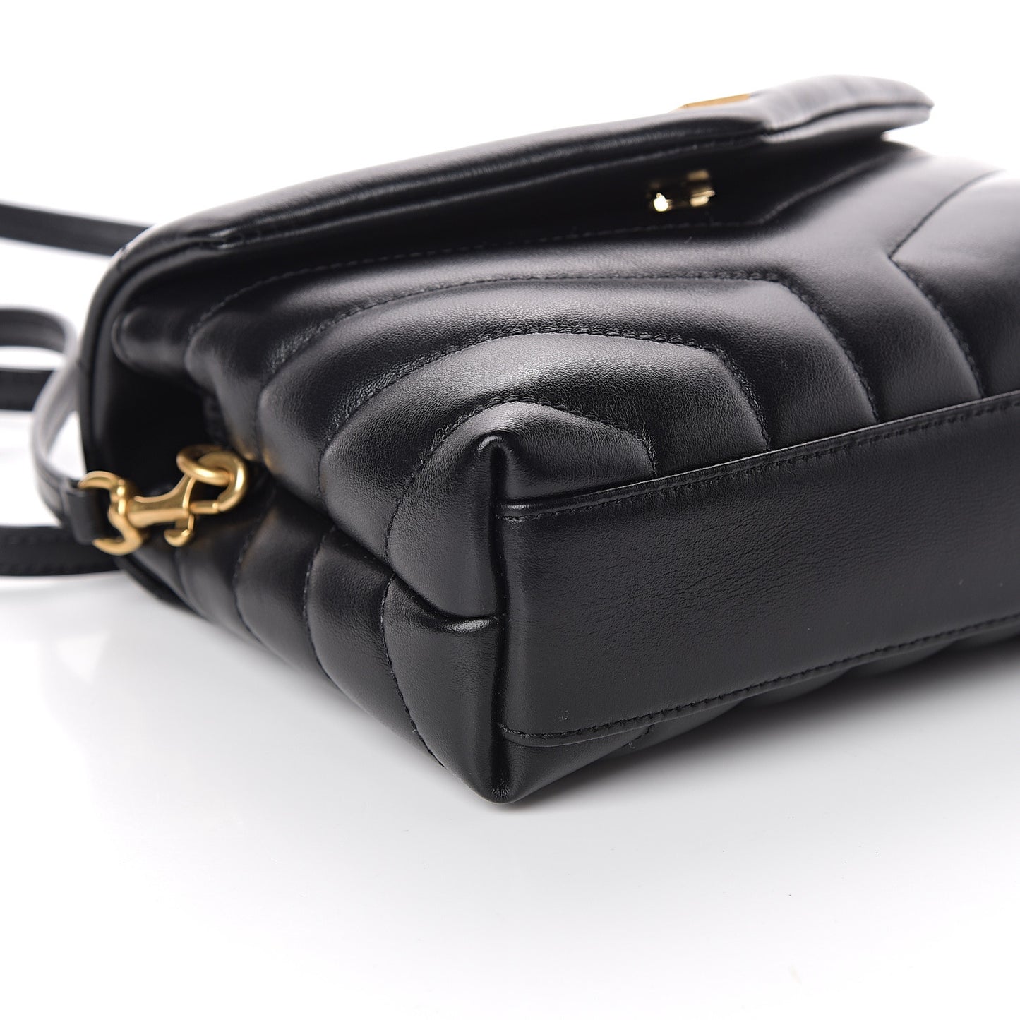 Calfskin Y Quilted Monogram Toy Loulou Crossbody Bag Black