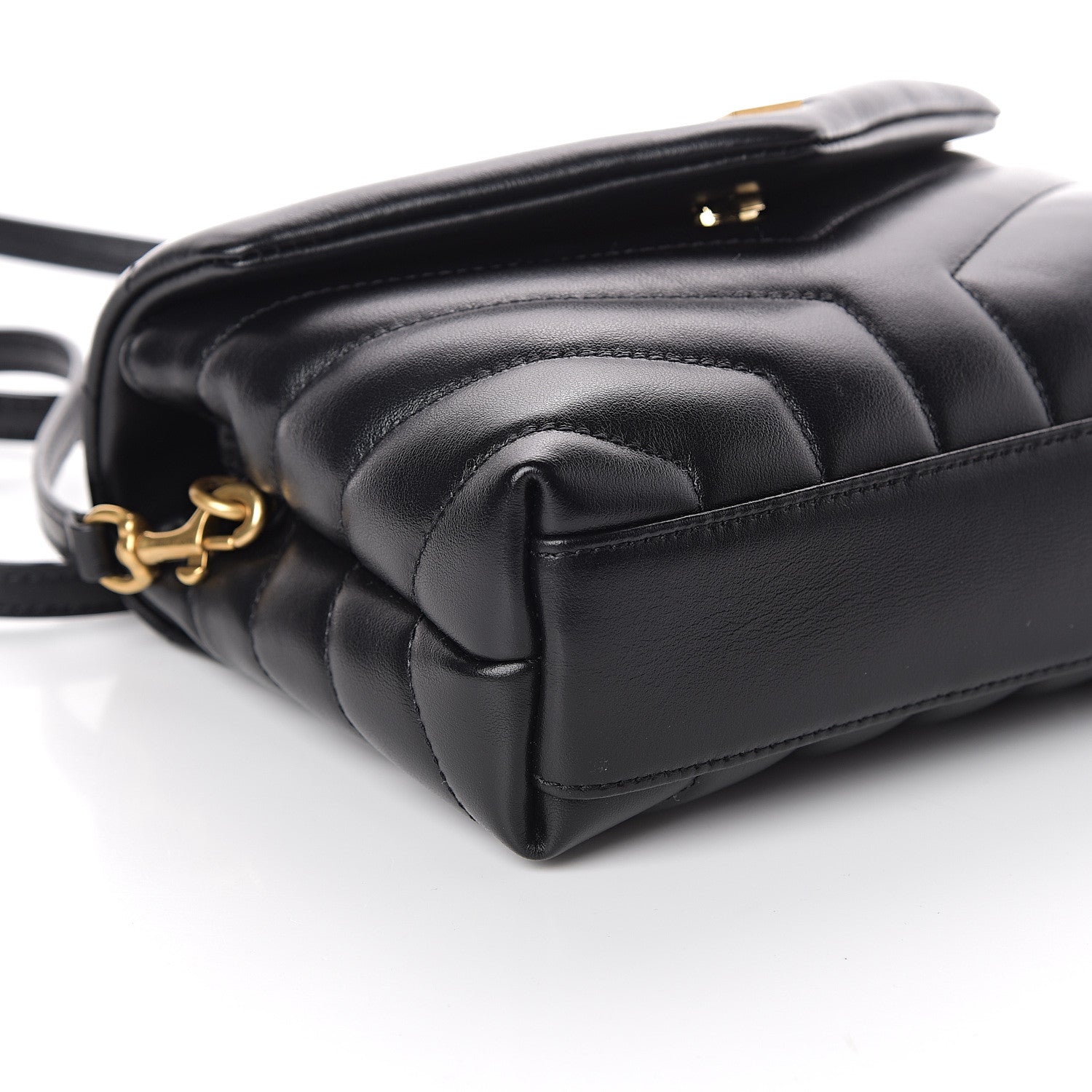Saint Laurent Calfskin Y Quilted Monogram Toy Loulou Crossbody Bag Black 6 of 7