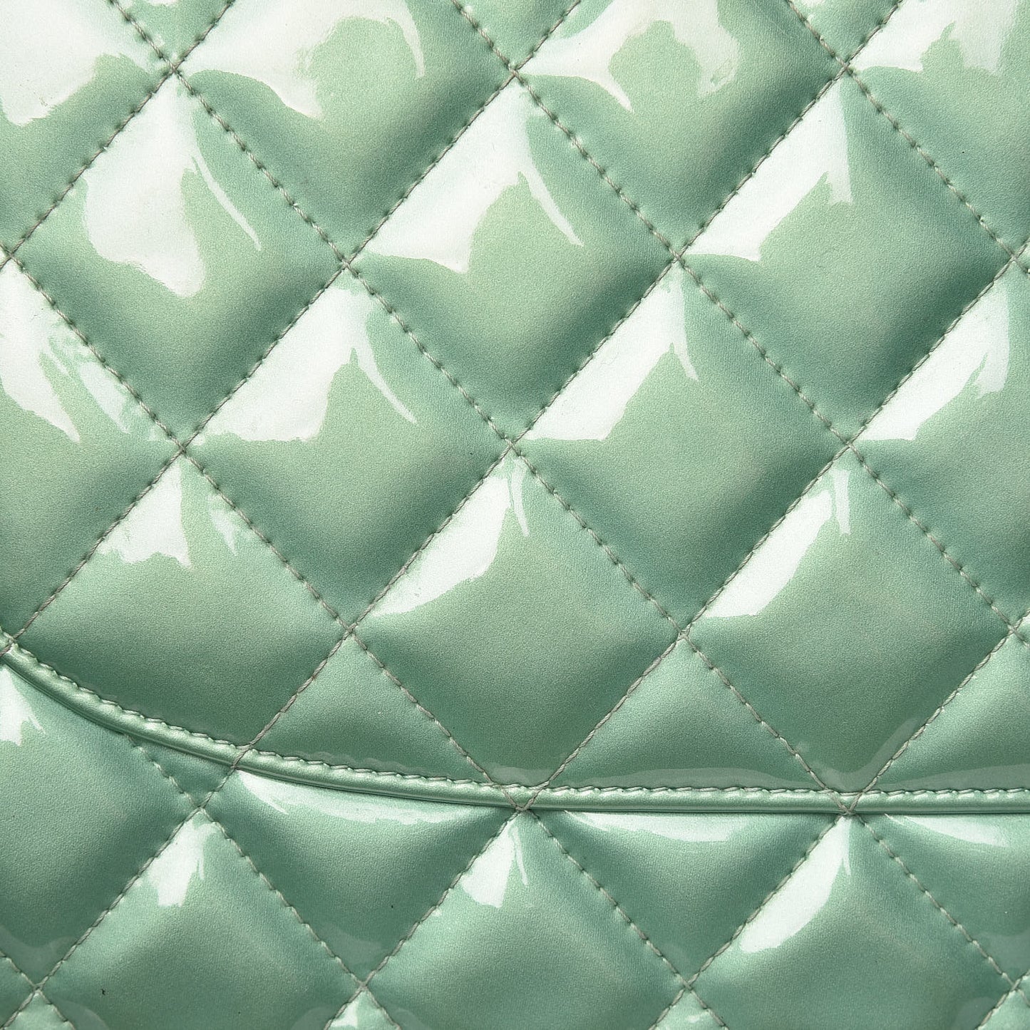 Patent Quilted Jumbo Double Flap Green