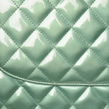 Chanel Patent Quilted Jumbo Double Flap Green 22 of 23