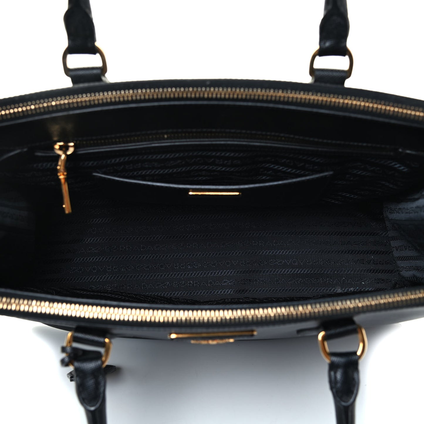 Saffiano Medium Galleria Double Zip Tote Black