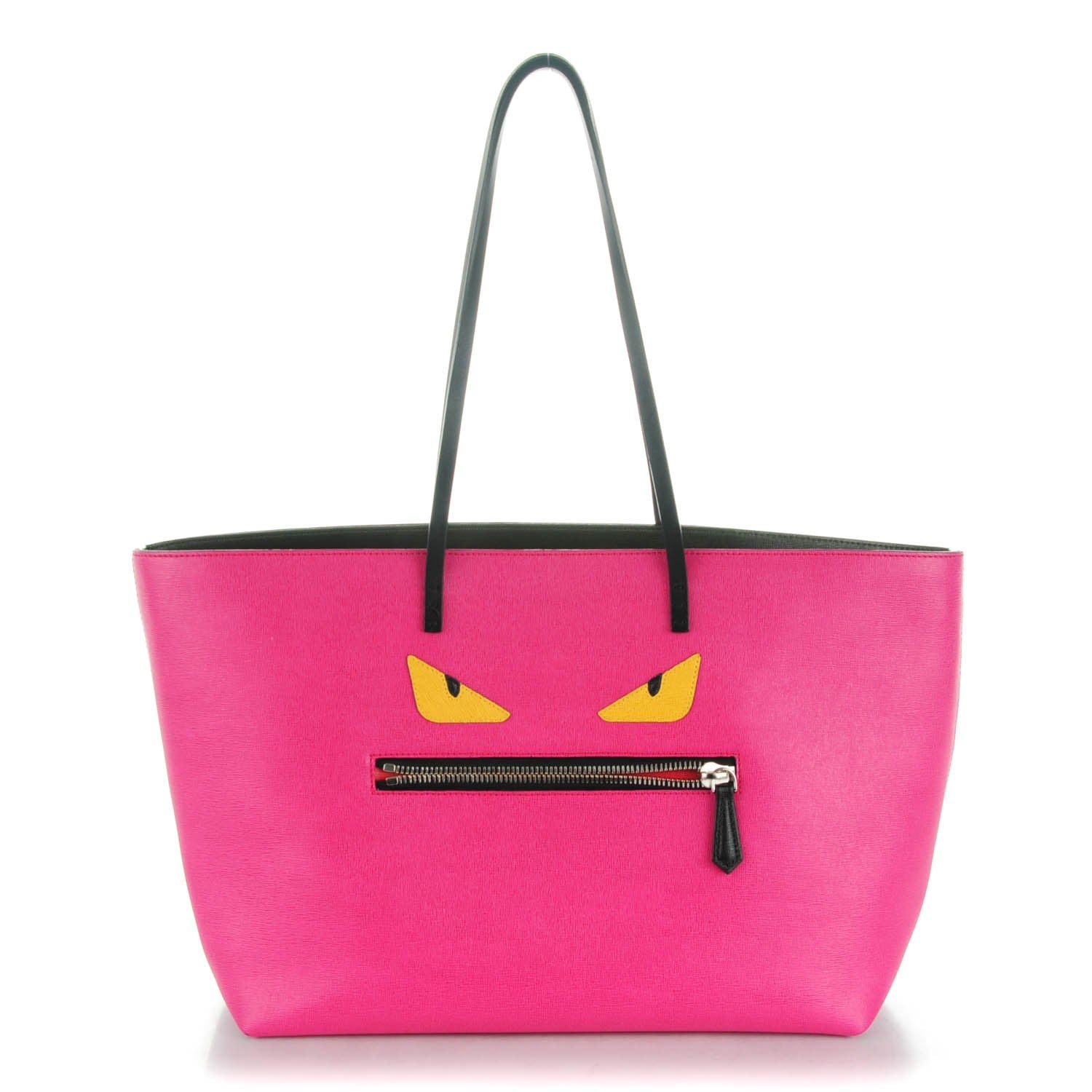 Fendi Vitello Elite Cuoio Monster Buggies Medium Roll Tote Ciclamino Black Multicolor Verde Prato 1 of 8