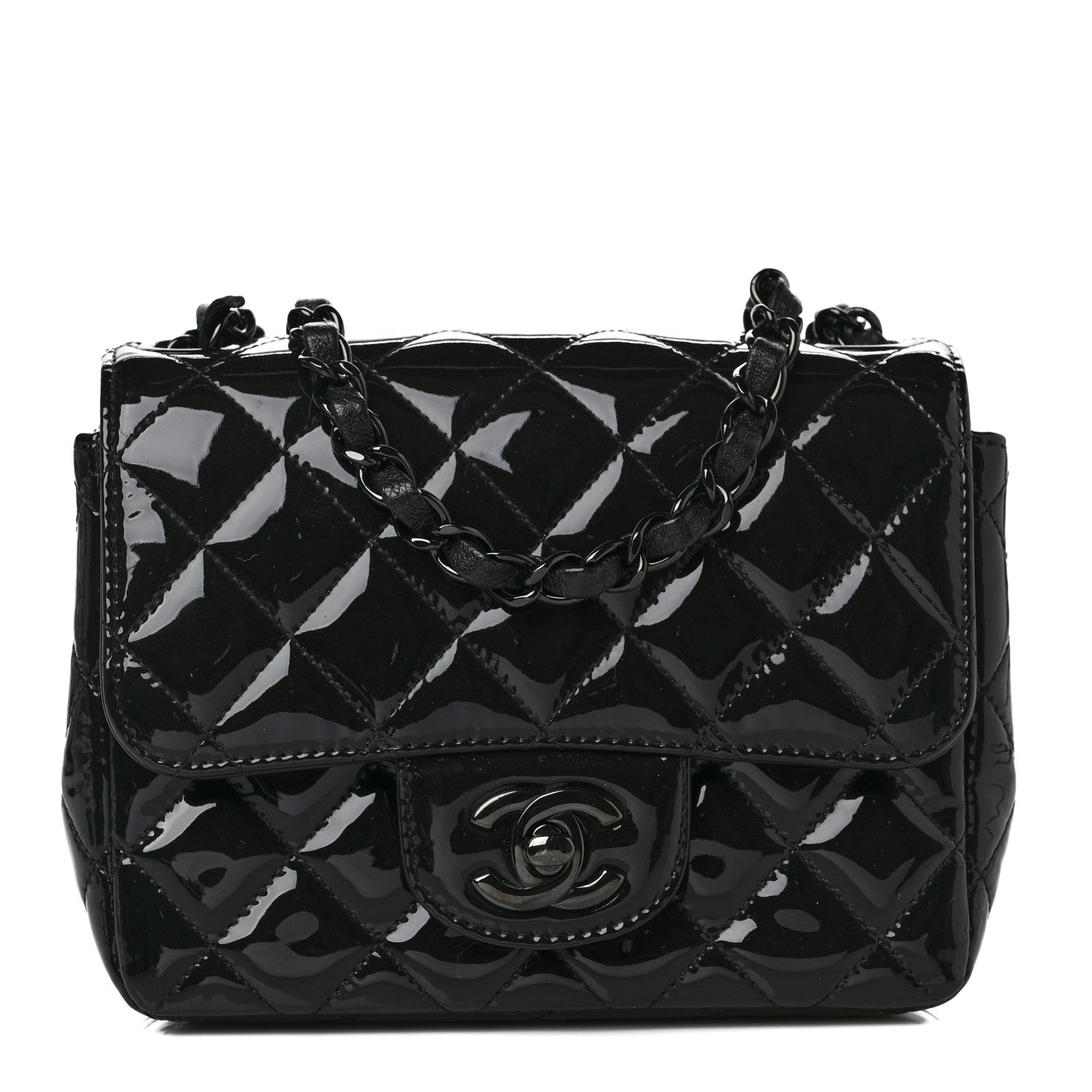 Chanel Patent Calfskin Quilted Mini Square Flap So Black 1 of 7