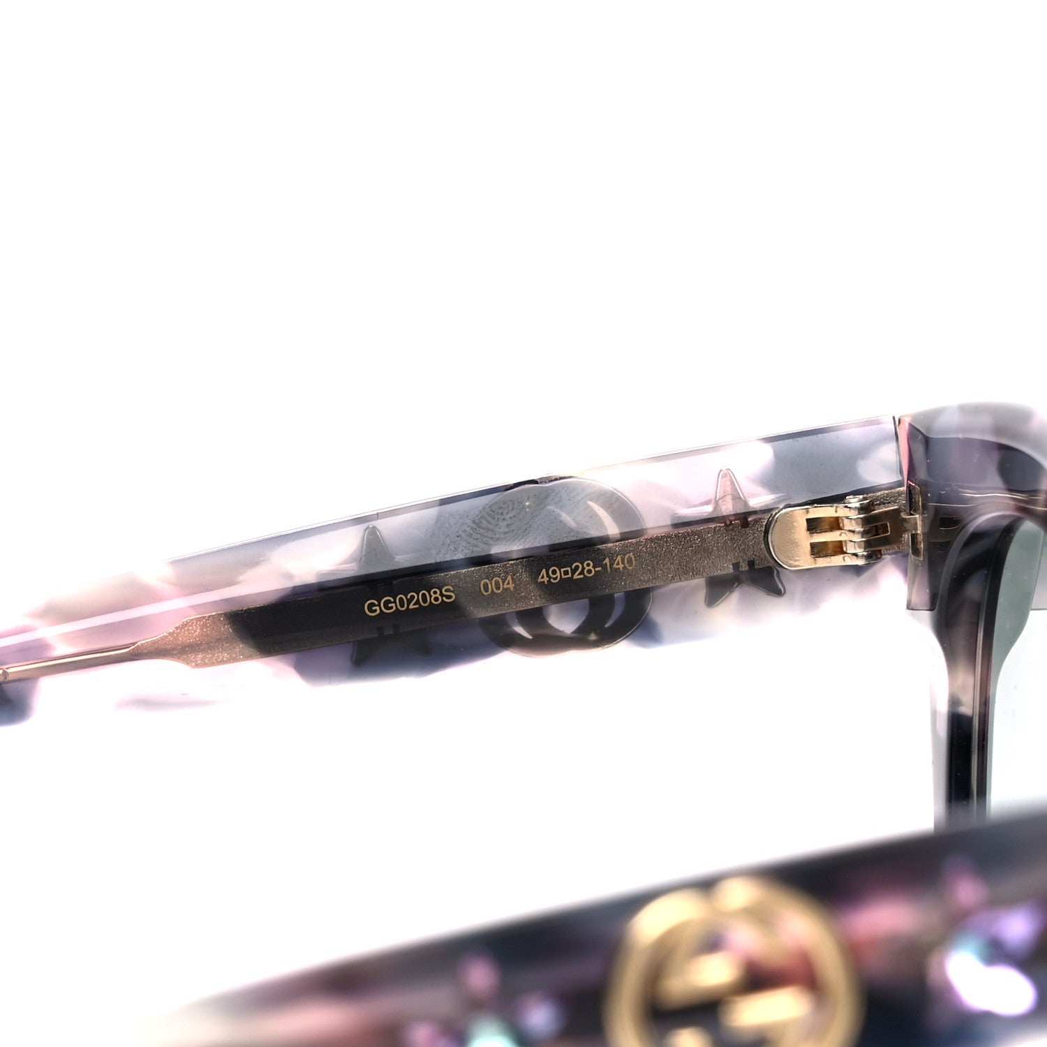 Gucci Acetate Round Frame Star Sunglasses GG0208S Grey Pink 5 of 8