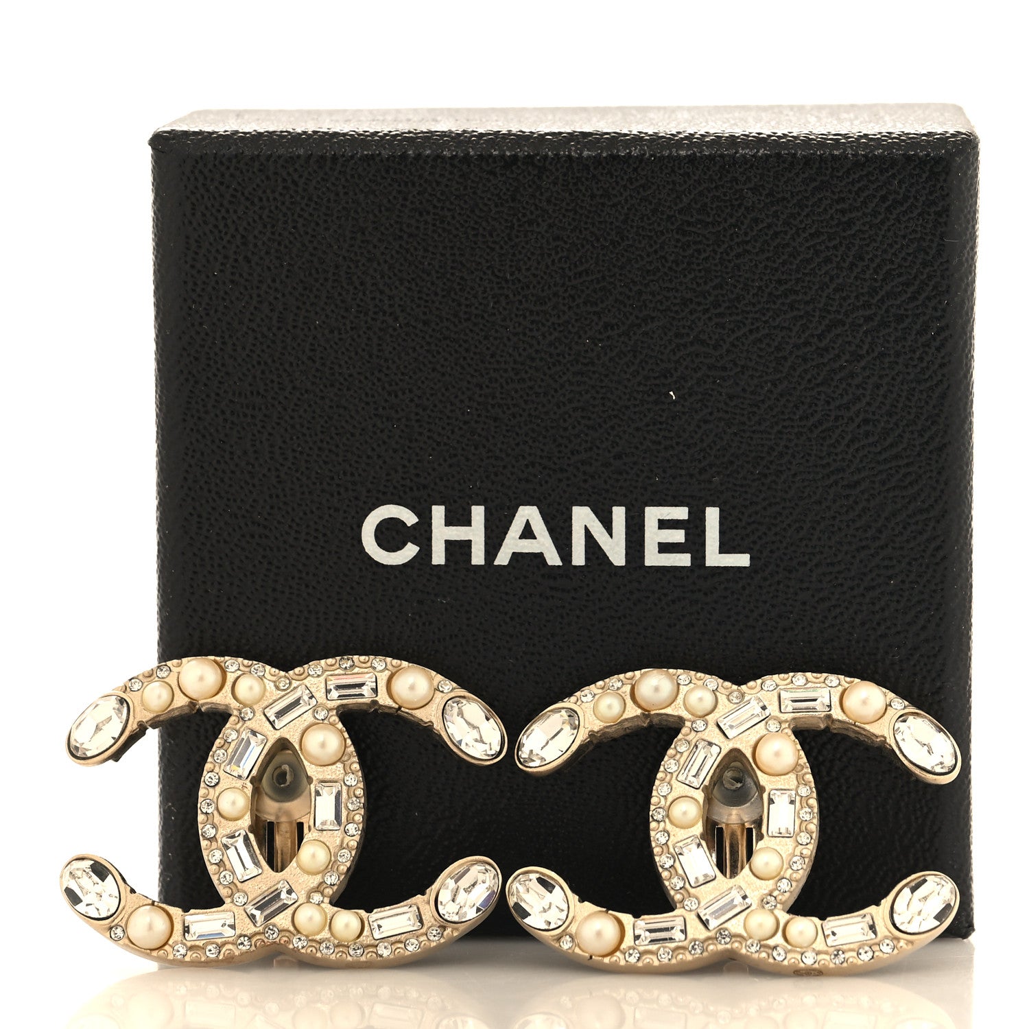 Chanel Crystal Pearl CC Clip On Earrings Gold 5 of 5