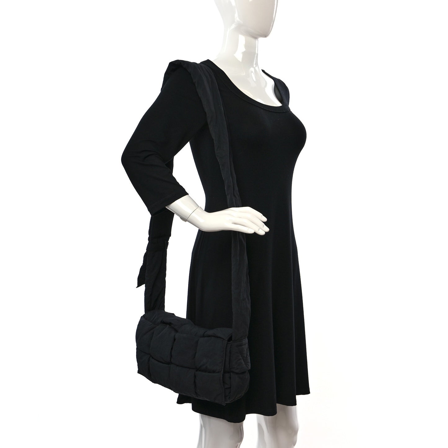 Nylon Intrecciato Padded Tech Cassette Bag Black