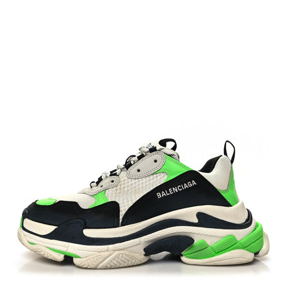 Balenciaga Fabric Mesh Triple S Sneakers 42 White Green Fluo Black 1 of 9