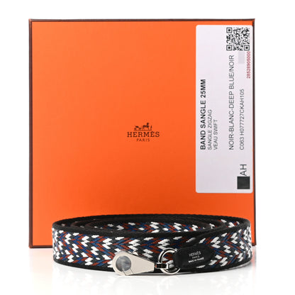 Hermes Toile Swift 25mm Sangle Cavale Shoulder Strap Black White Deep Blue 4 of 4