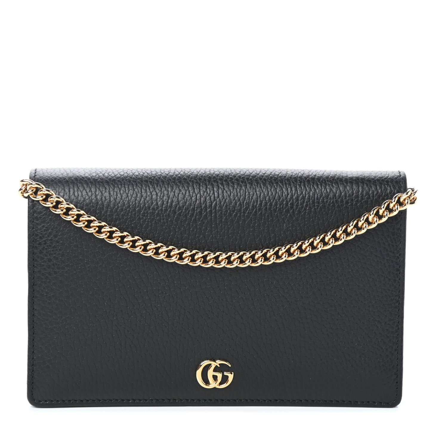 Calfskin Mini GG Marmont Chain Wallet Black