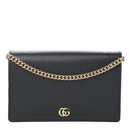 Gucci Calfskin Mini GG Marmont Chain Wallet Black 1 of 8