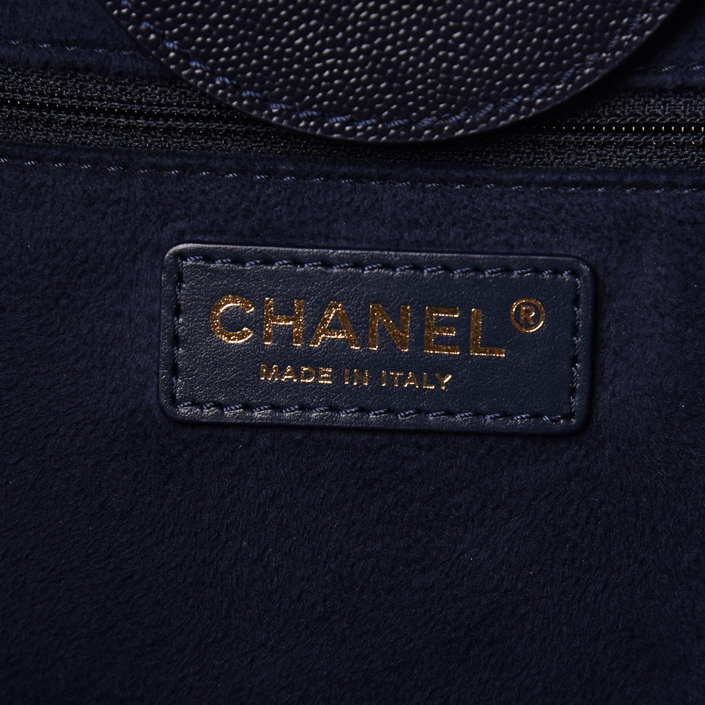 Caviar Medium Studded Deauville Tote Navy