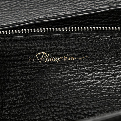 3.1 Phillip Lim 3.1 Textured Calfskin Woven Panel Medium Pashli Satchel Black Silver 6 of 8