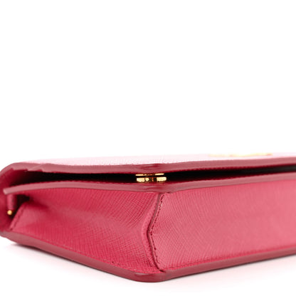Prada Saffiano Metal Mini Flap Crossbody Wristlet Bag Peonia 8 of 9