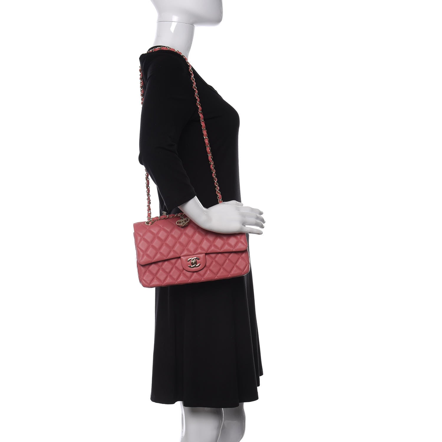 Chanel Lambskin Quilted Valentine Charms Medium Single Flap Pink 2 of 11
