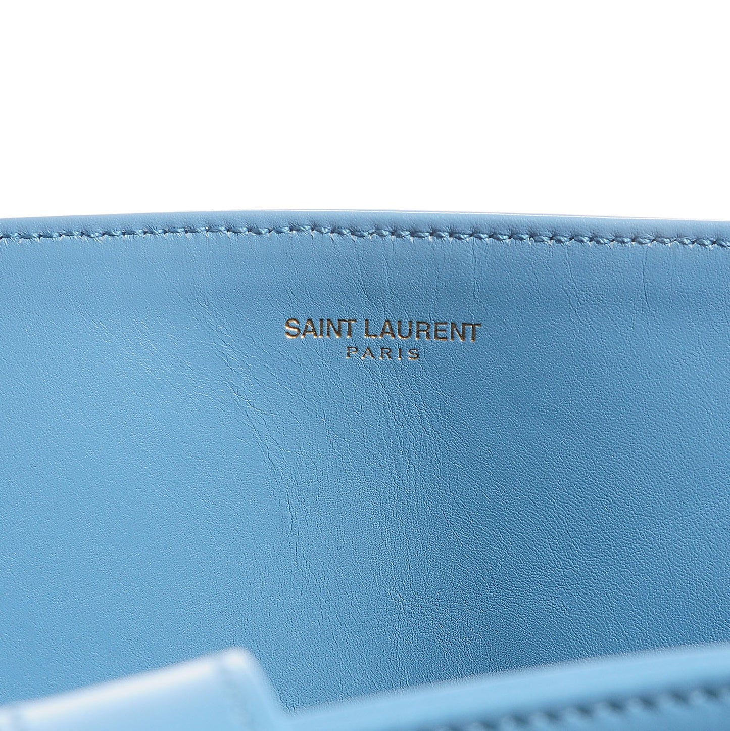 Leather Reversible East West Shopper Tote Sky Blue