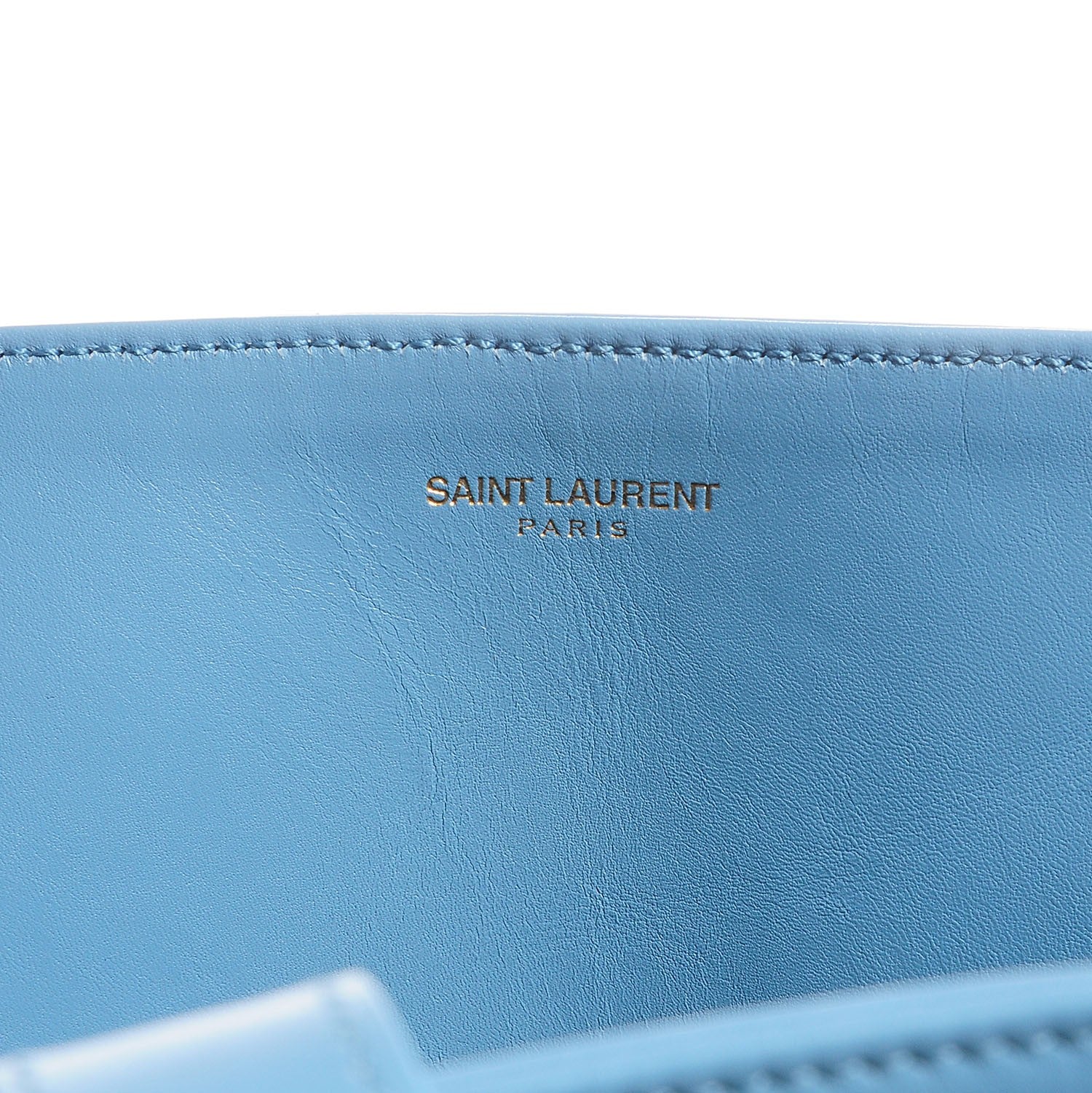 Saint Laurent Leather Reversible East West Shopper Tote Sky Blue 7 of 9