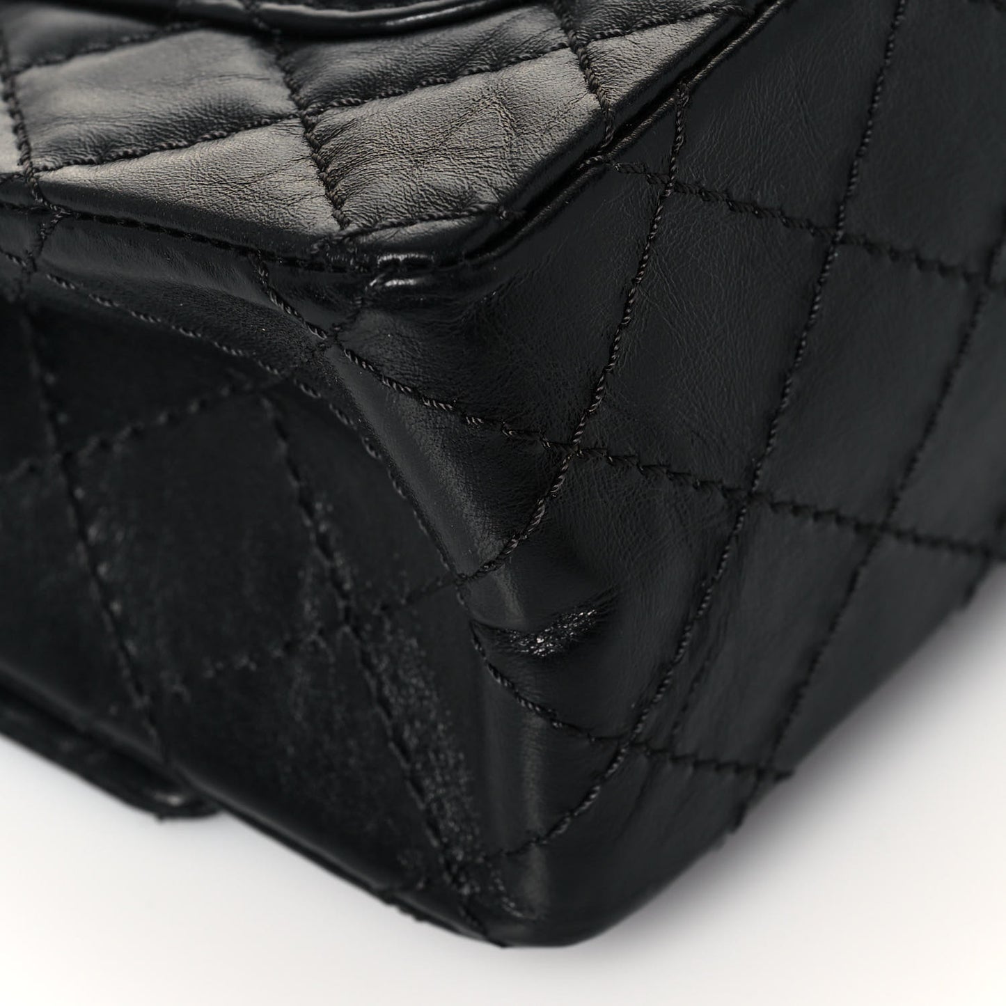 Aged Calfskin Quilted 2.55 Reissue Mini Flap Black