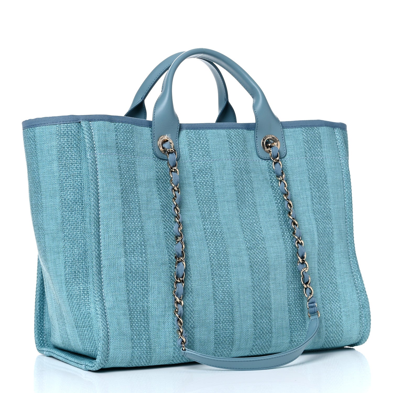 Chanel Mixed Fibers Striped Medium Deauville Tote Blue 3 of 11