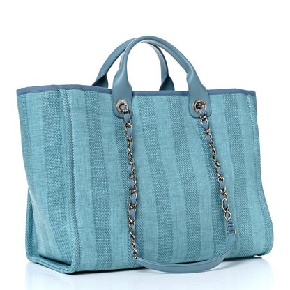 Chanel Mixed Fibers Striped Medium Deauville Tote Blue 3 of 11
