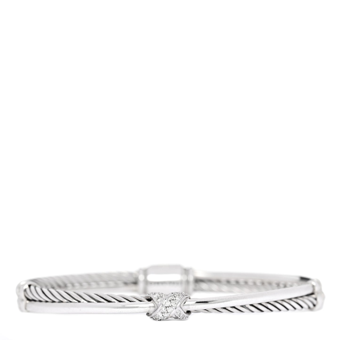 Sterling Silver Diamond 3mm Crossover X Bracelet