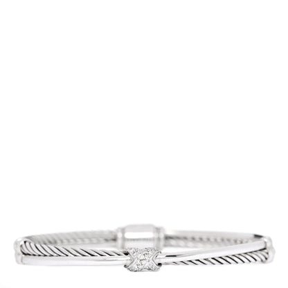 David Yurman Sterling Silver Diamond 3mm Crossover X Bracelet 1 of 3