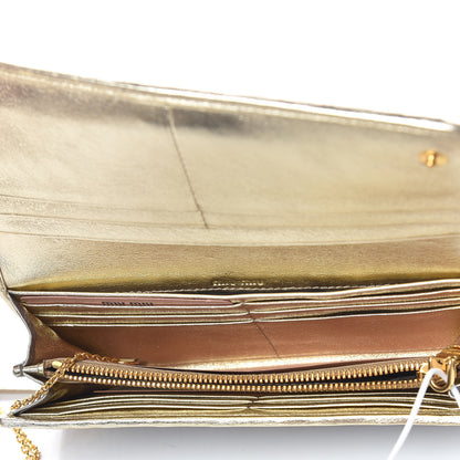 Miu Miu Metallic Nappa Matelasse Wallet Cromo Pirite 6 of 10