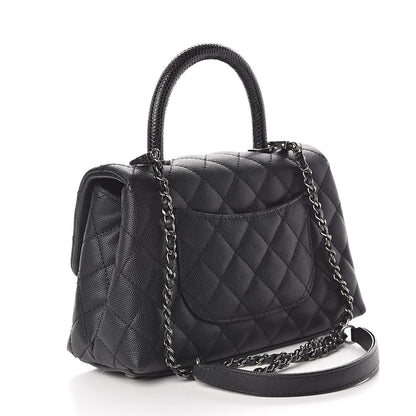 Chanel Caviar Lizard Quilted Mini Coco Handle Flap Black 3 of 11
