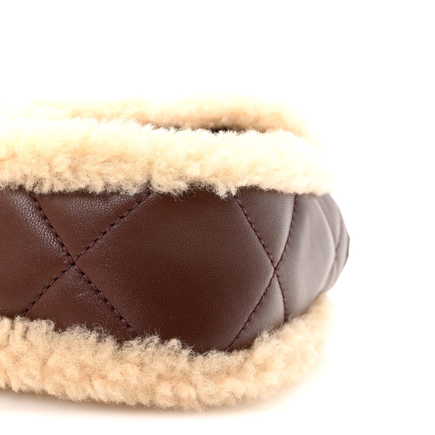 Chanel Shearling Lambskin Quilted Mini Furry Coco Flap Beige Dark Brown 10 of 11