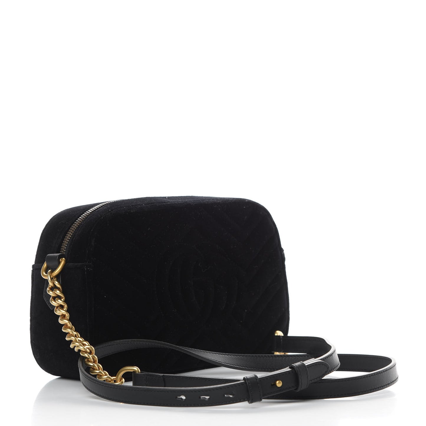 Velvet Matelasse Crystal Star Embroidered Small GG Marmont Chain Shoulder Bag Black