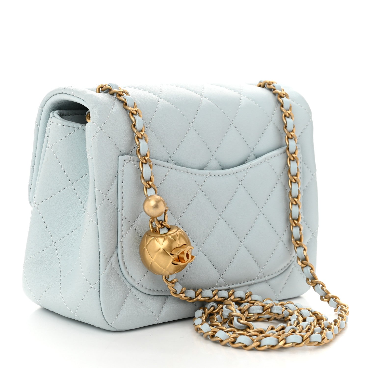 Chanel Lambskin Quilted Mini Pearl Crush Flap Light Blue 3 of 11