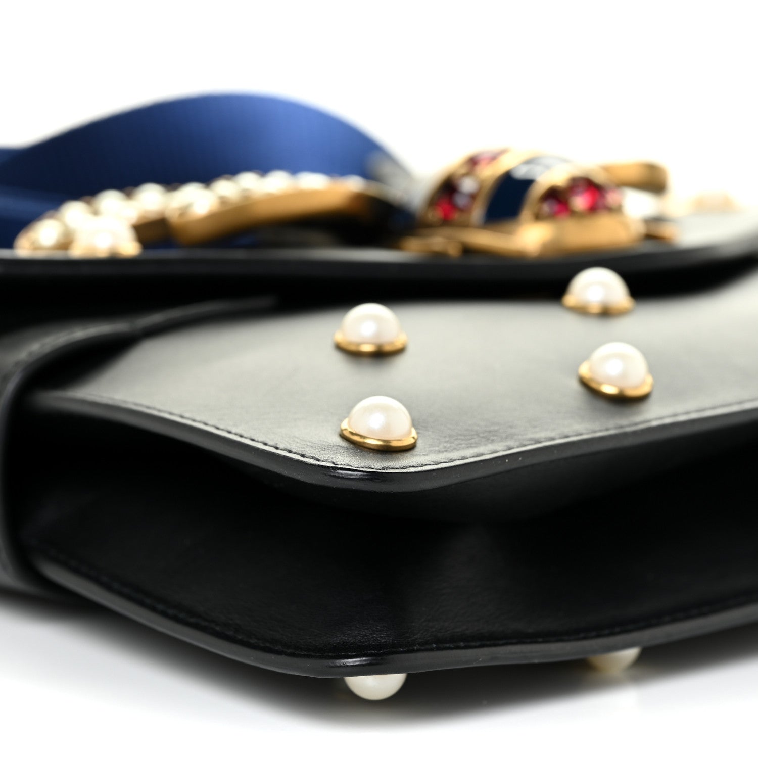 Gucci Nappa Pearl Studded Mini Queen Margaret Broadway Shoulder Bag Black 8 of 16