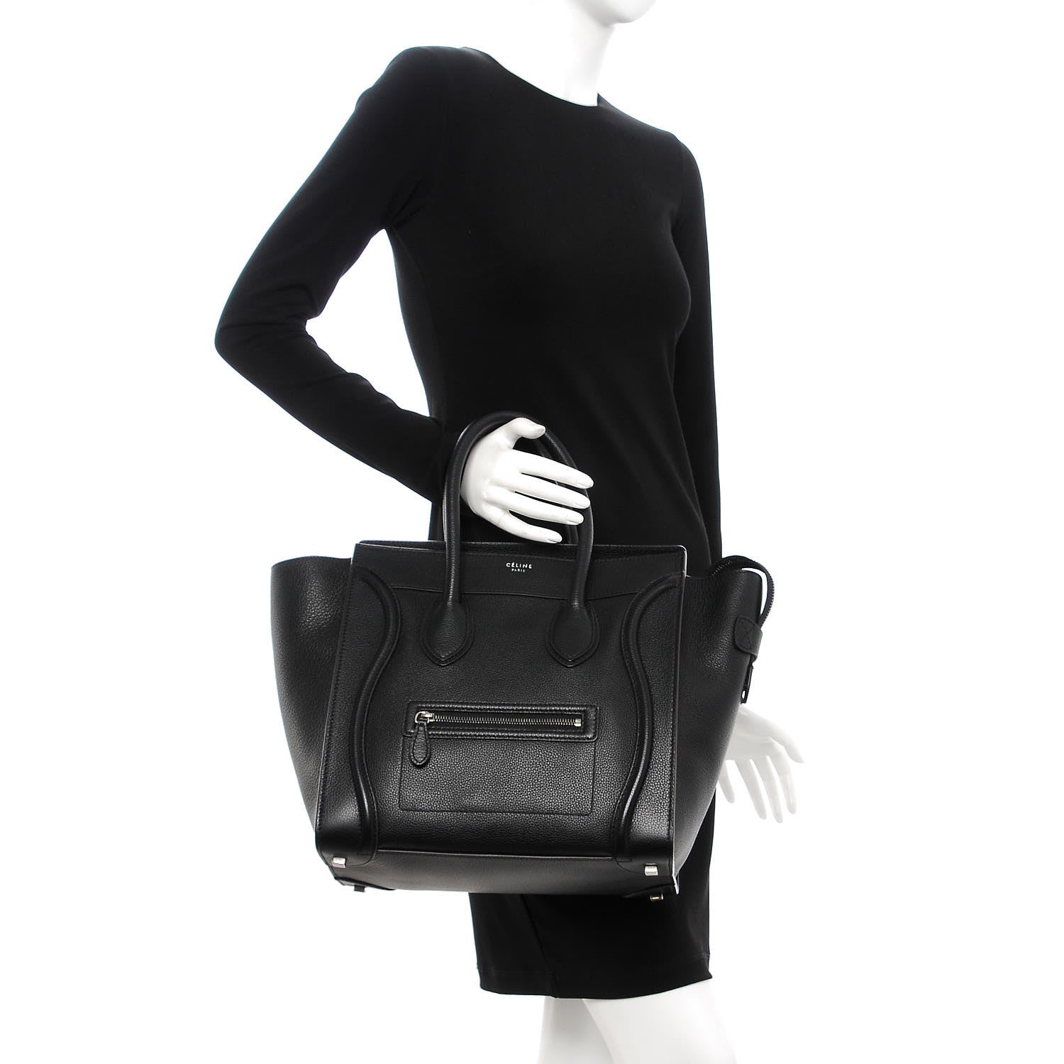 Celine Drummed Calfskin Mini Luggage Black 2 of 11