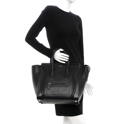 Celine Drummed Calfskin Mini Luggage Black 2 of 11