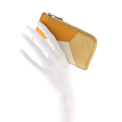 Loewe Calfskin Puzzle Colorblock Coin Card Holder Sunflower Soft White Dark Butter 2 of 7