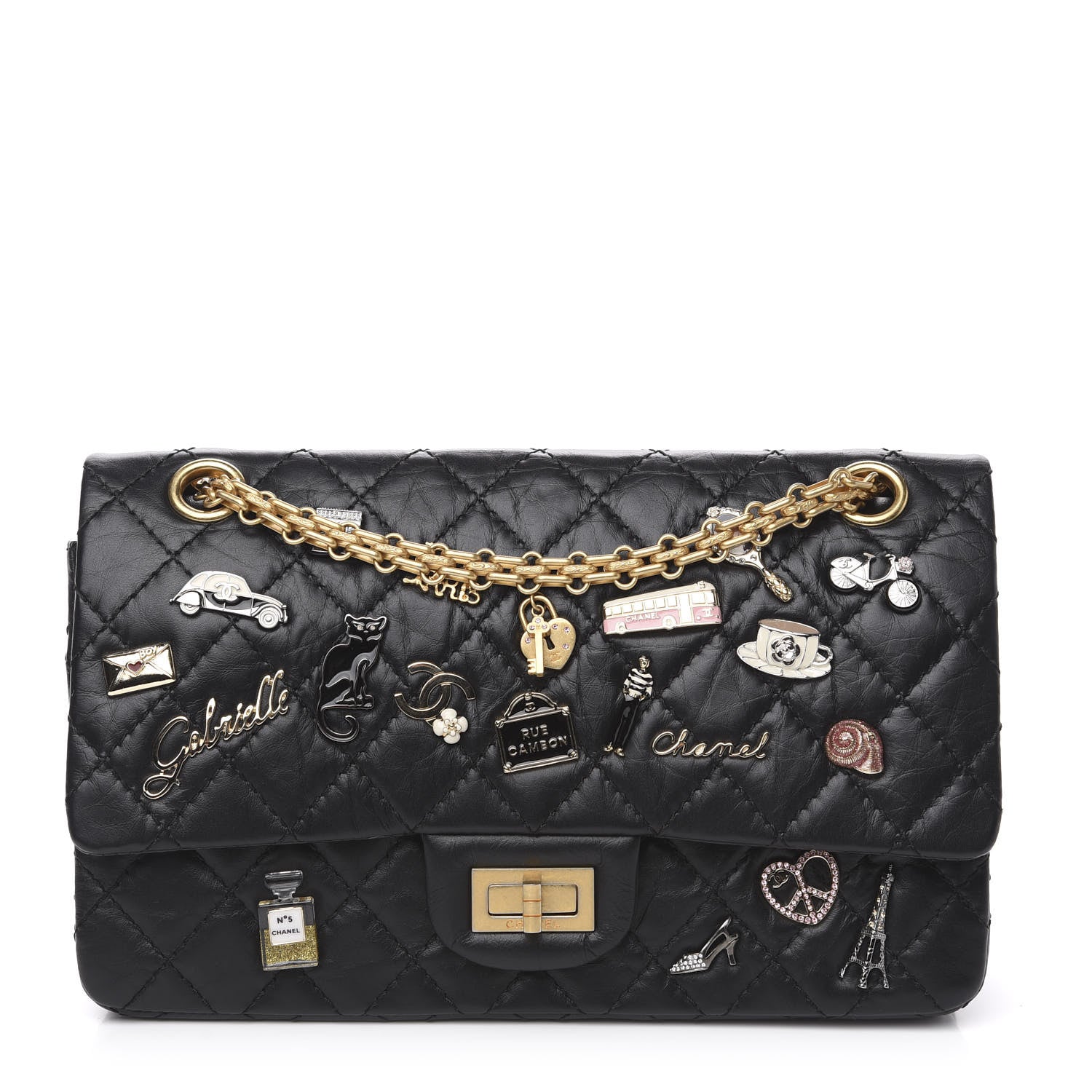 Chanel Aged Calfskin Lucky Charms 2.55 Reissue 225 Flap Black 1 of 13