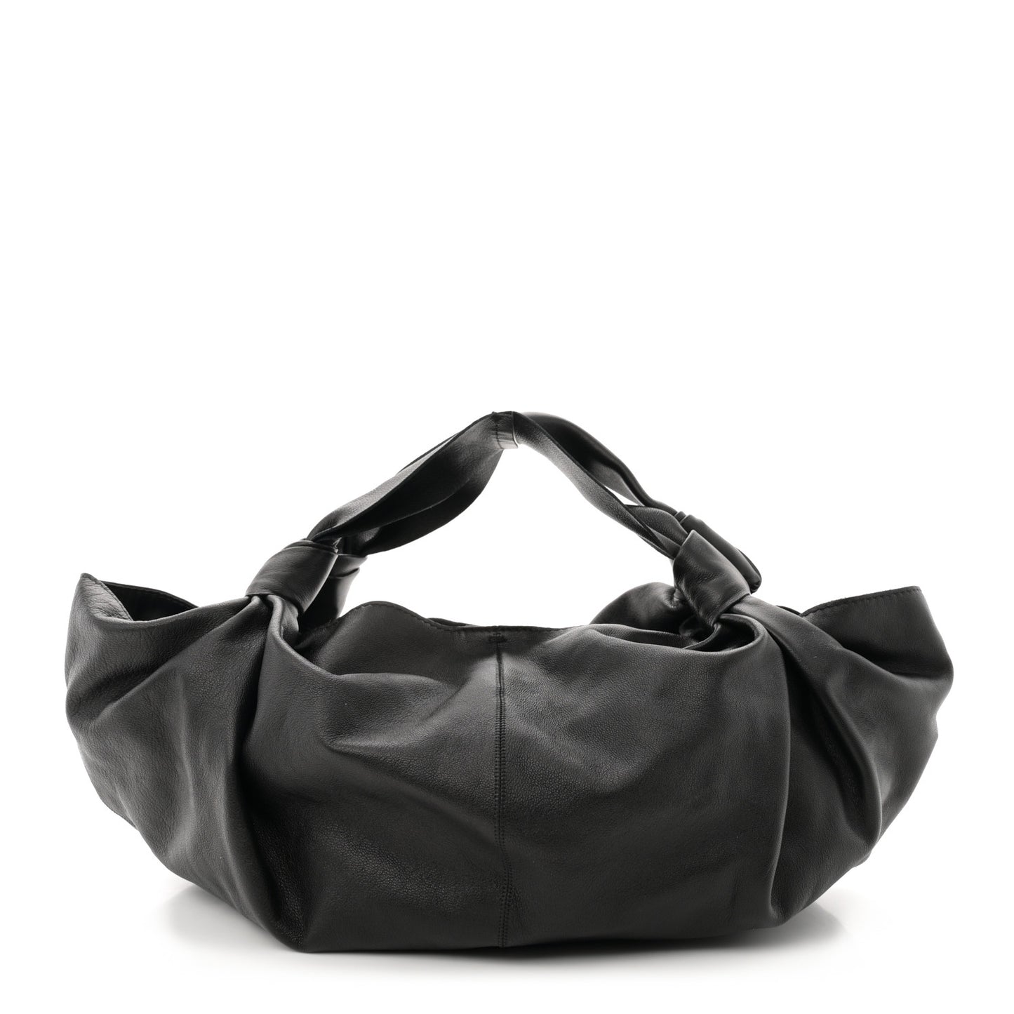 Polished Saddle Calfskin Small Ascot Bag Black