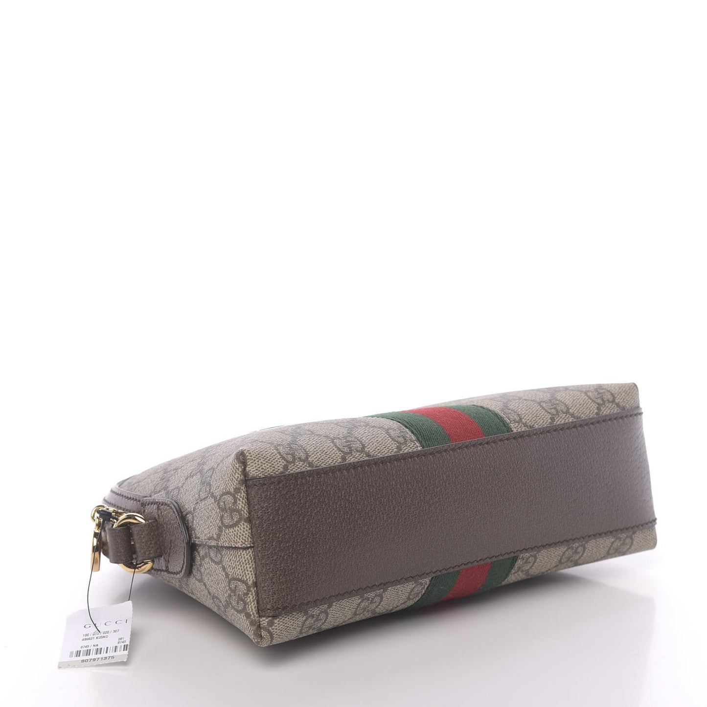 GG Supreme Monogram Textured Dollar Calfskin Web Small Ophidia Dome Shoulder Bag Beige Ebony New Acero
