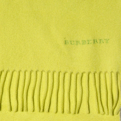 Burberry Cashmere Embroidered Fringe Scarf Chartreuse 4 of 5