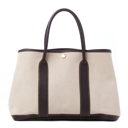 Hermes Toile Buffle Gala Garden Party Tote 36 MM Marron Fonce 1 of 8