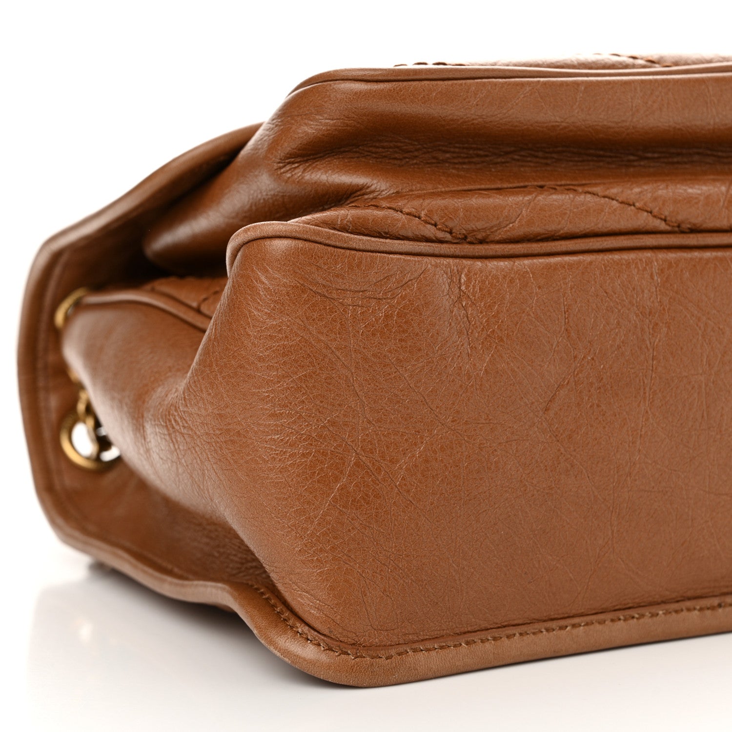 Saint Laurent Crinkled Calfskin Matelasse Monogram Medium Niki Chain Satchel Caramel 9 of 12
