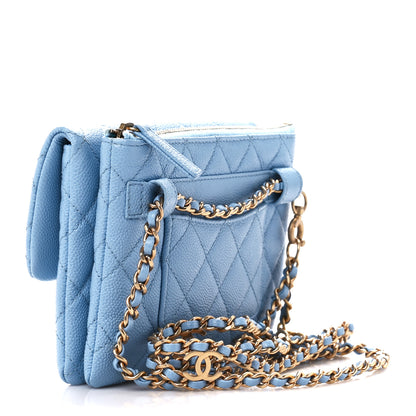 Chanel Shiny Caviar Pick Me Up Flap Belt Bag Light Blue 3 of 14