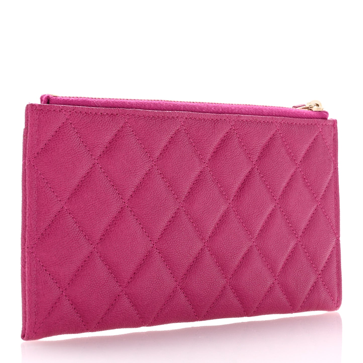 Caviar Quilted Classic Zip Boy Pouch Fuchsia