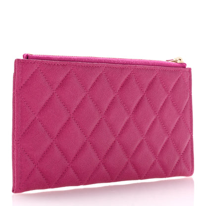 Chanel Caviar Quilted Classic Zip Boy Pouch Fuchsia 3 of 7