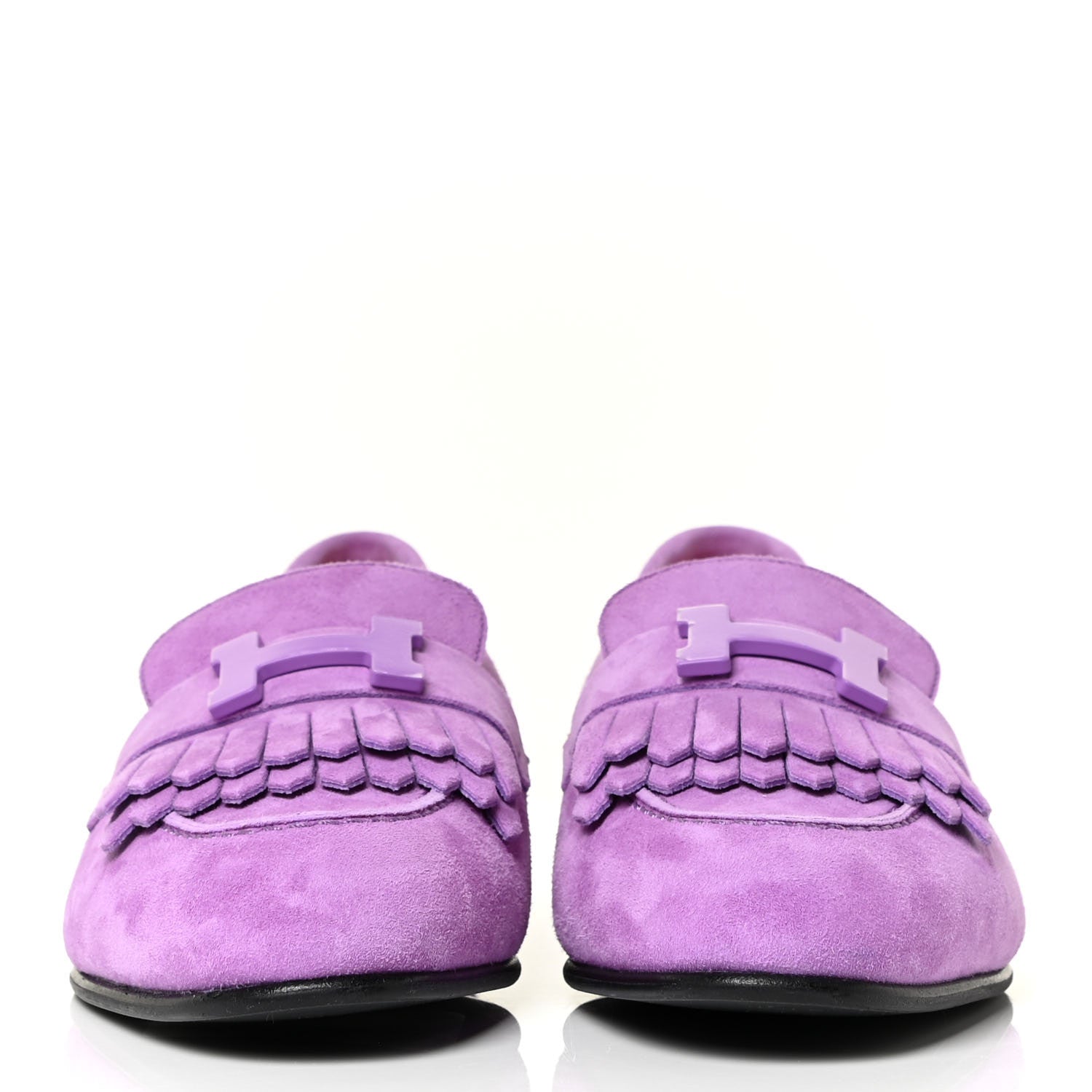 Hermes Suede Goatskin Womens Royal Loafers 36 Violet Parme 2 of 13