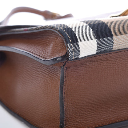 Burberry Derby Calfskin House Check Small Macken Crossbody Bag Tan 9 of 13