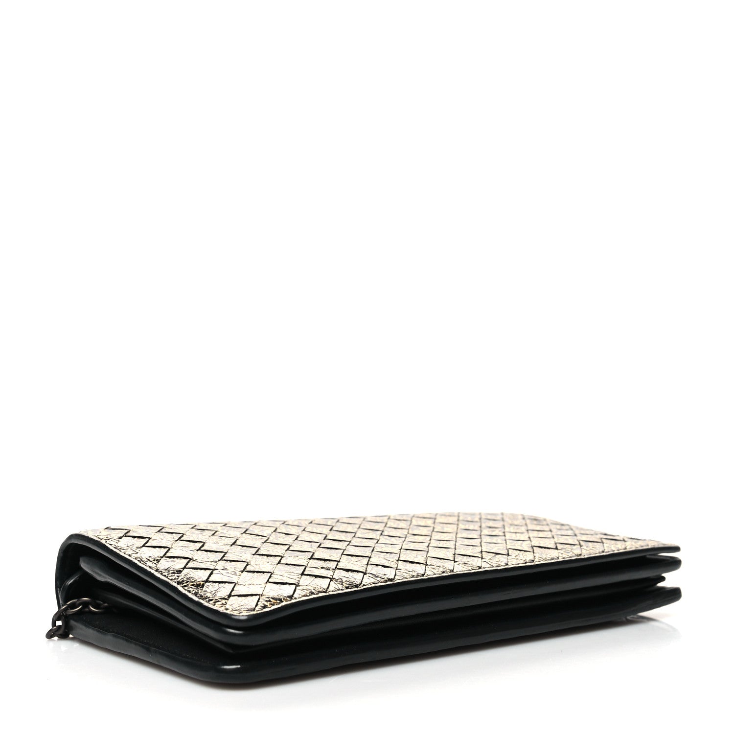 Bottega Veneta Metallic Nappa Intrecciato Chain Wallet Gold 4 of 15