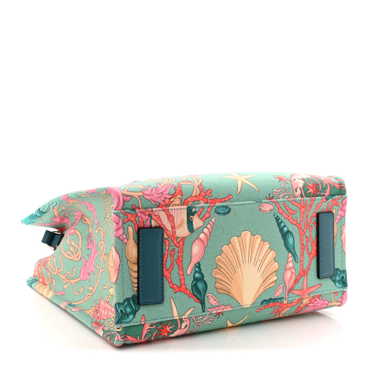 Versace Canvas Barocco Underwater Medusa Small Tote Light Blue Pink Multicolor 4 of 9