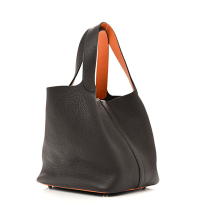 Hermes Taurillon Clemence Epsom Picotin 22 MM Cafe Orange 3 of 12