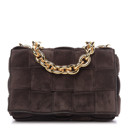 Bottega Veneta Suede Maxi Intrecciato Padded Chain Cassette Crossbody Bag Fondant 1 of 9